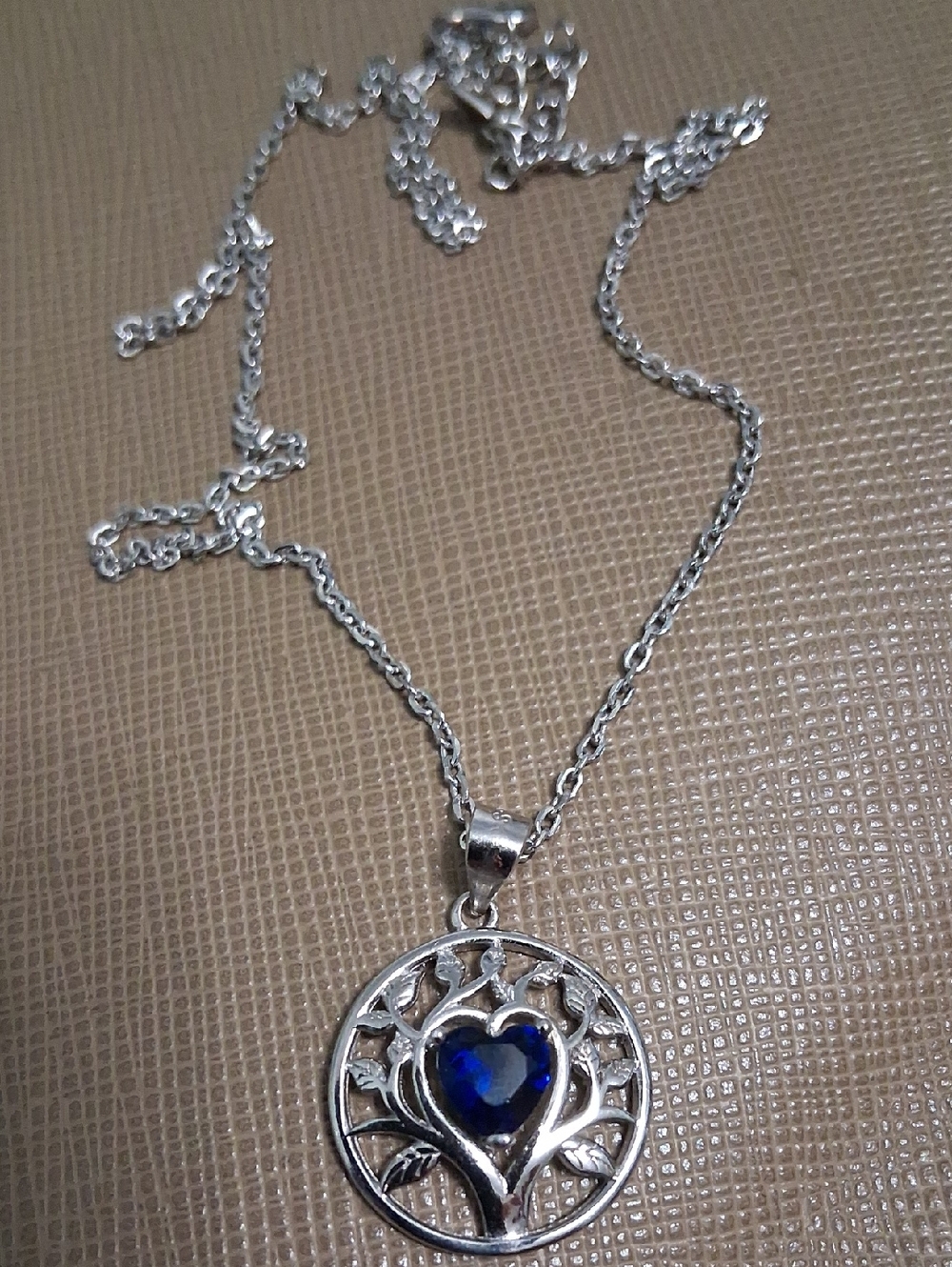 Silver-tone Blue Heart Pendant Necklace - Women Jewelry - Picture 3 of 8